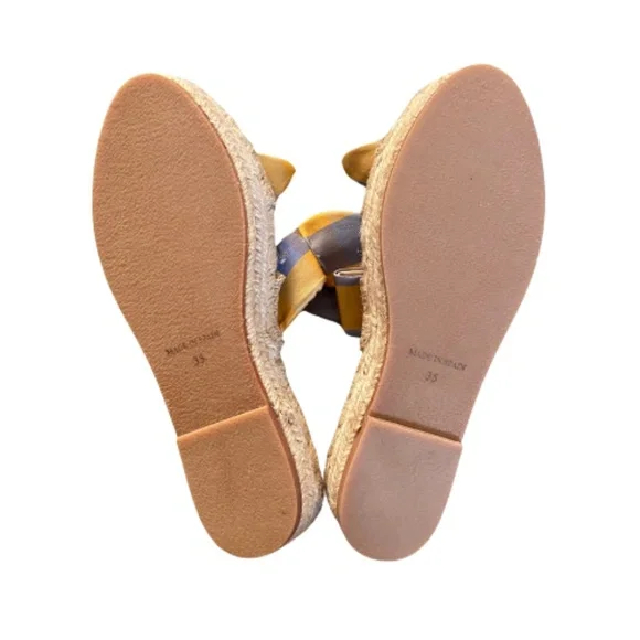 NEW LOEFFLER RANDALL Daisy Two Bow Espadrille Platform Sandal in Dandelion/Rain - Picture 5 of 7